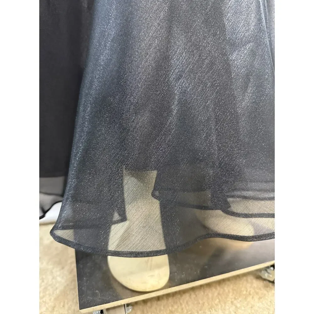 Vintage J.B.S. LTD Black formal shimmery iridescent overlay maxi skirt size 14
